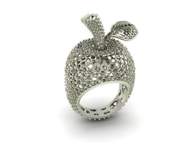 Apple Diamond rare Ring 3dm stl obj 3D print model 3D print model_3