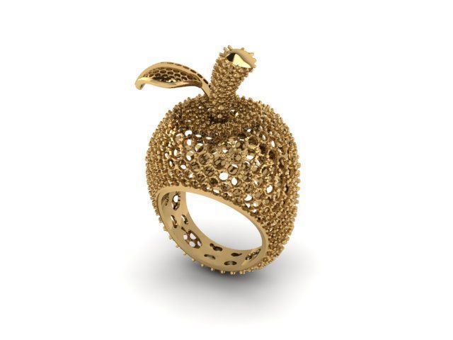 Apple Diamond rare Ring 3dm stl obj 3D print model 3D print model_5