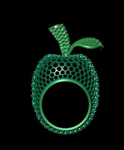 Apple Diamond rare Ring 3dm stl obj 3D print model 3D print model_9