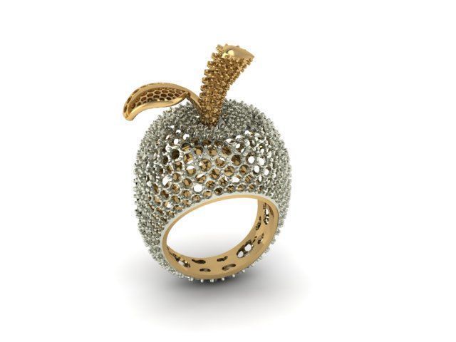 Apple Diamond rare Ring 3dm stl obj 3D print model 3D print model_1
