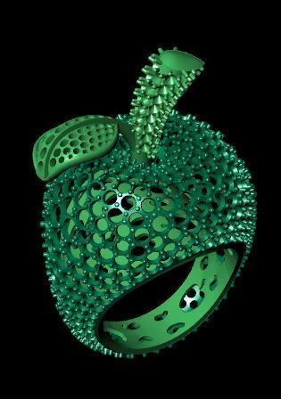 Apple Diamond rare Ring 3dm stl obj 3D print model 3D print model_6