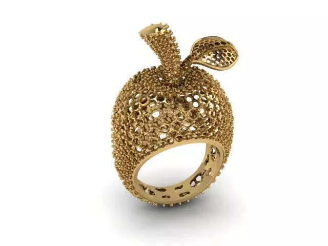 Apple Diamond rare Ring 3dm stl obj 3D print model 3D print model_0