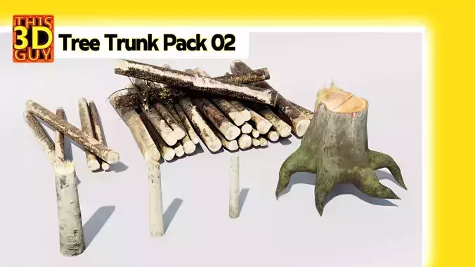 Tree trunk Pack 03 Low-poly 3D model