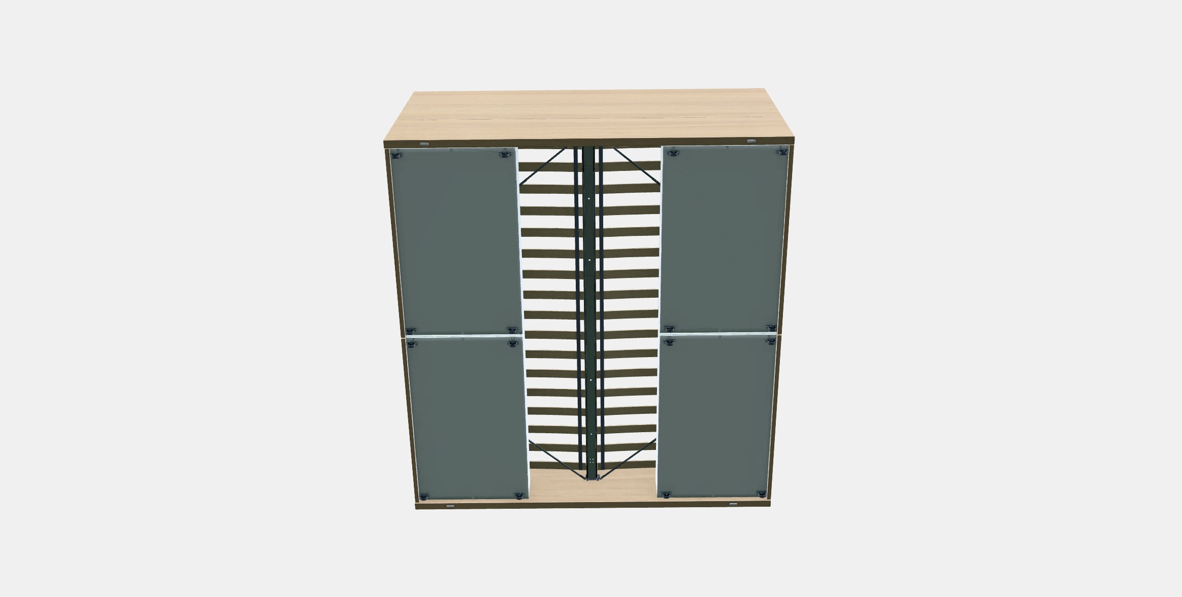 MALM Bed frame high w 4 storage boxes 20 Low-poly 3D model_7