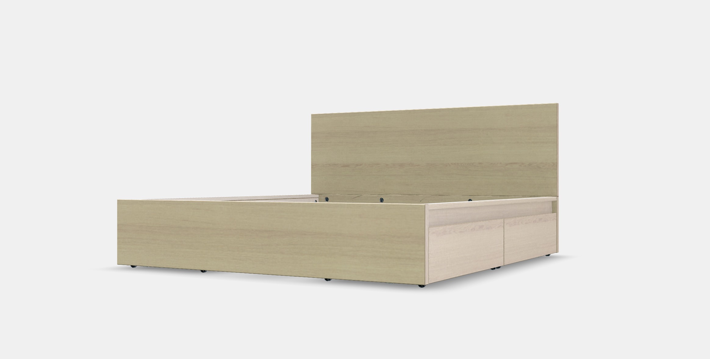 MALM Bed frame high w 4 storage boxes 20 Low-poly 3D model_12