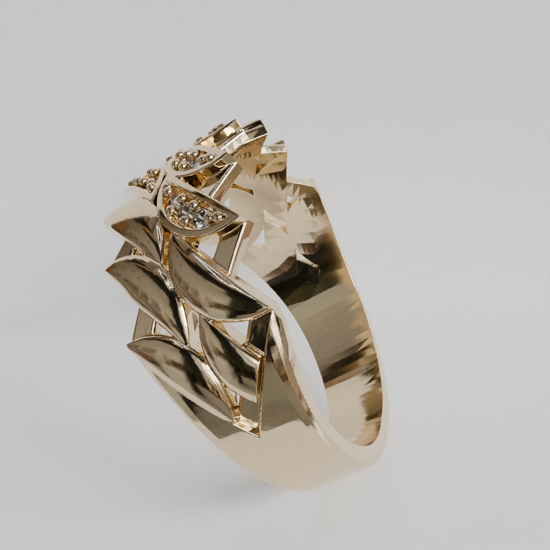 leaf ring 3D print model_5