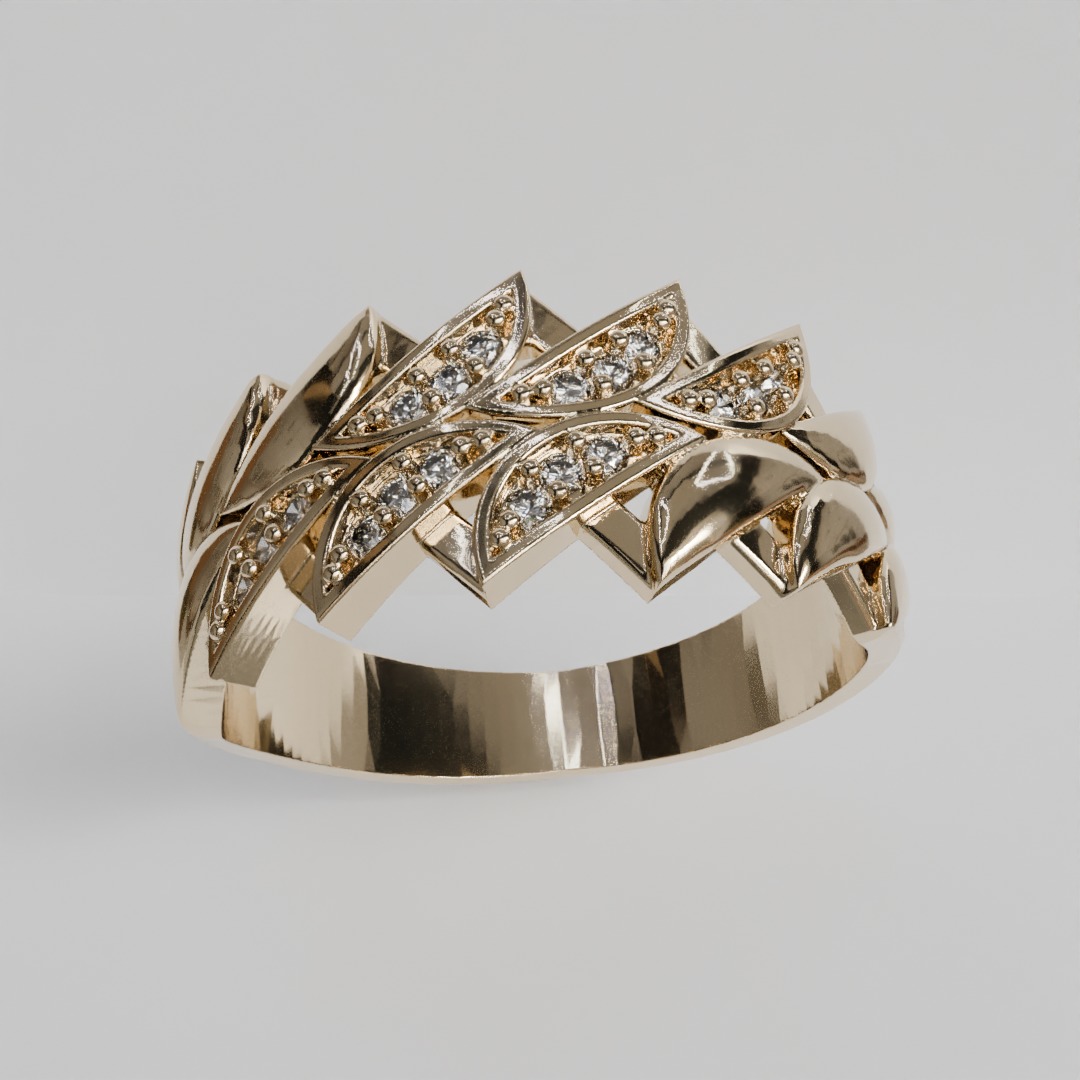 leaf ring 3D print model_7