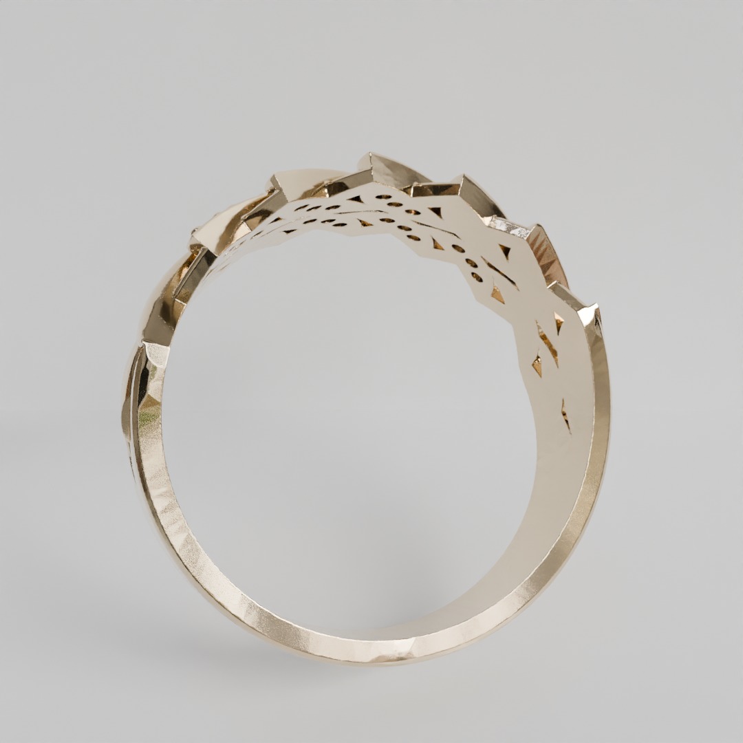 leaf ring 3D print model_4