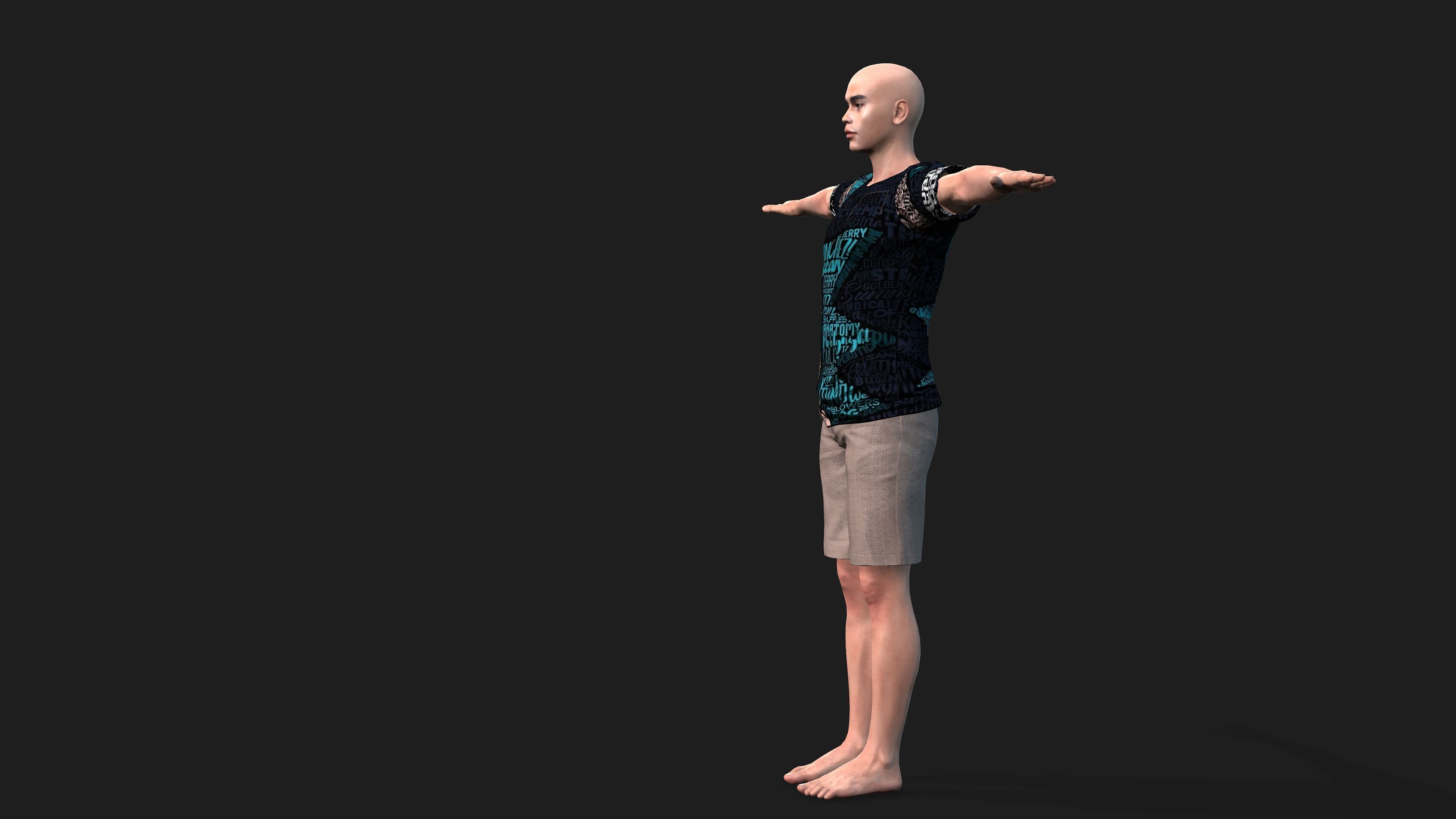 hyper realistic handsome man in shorts 3D model_8