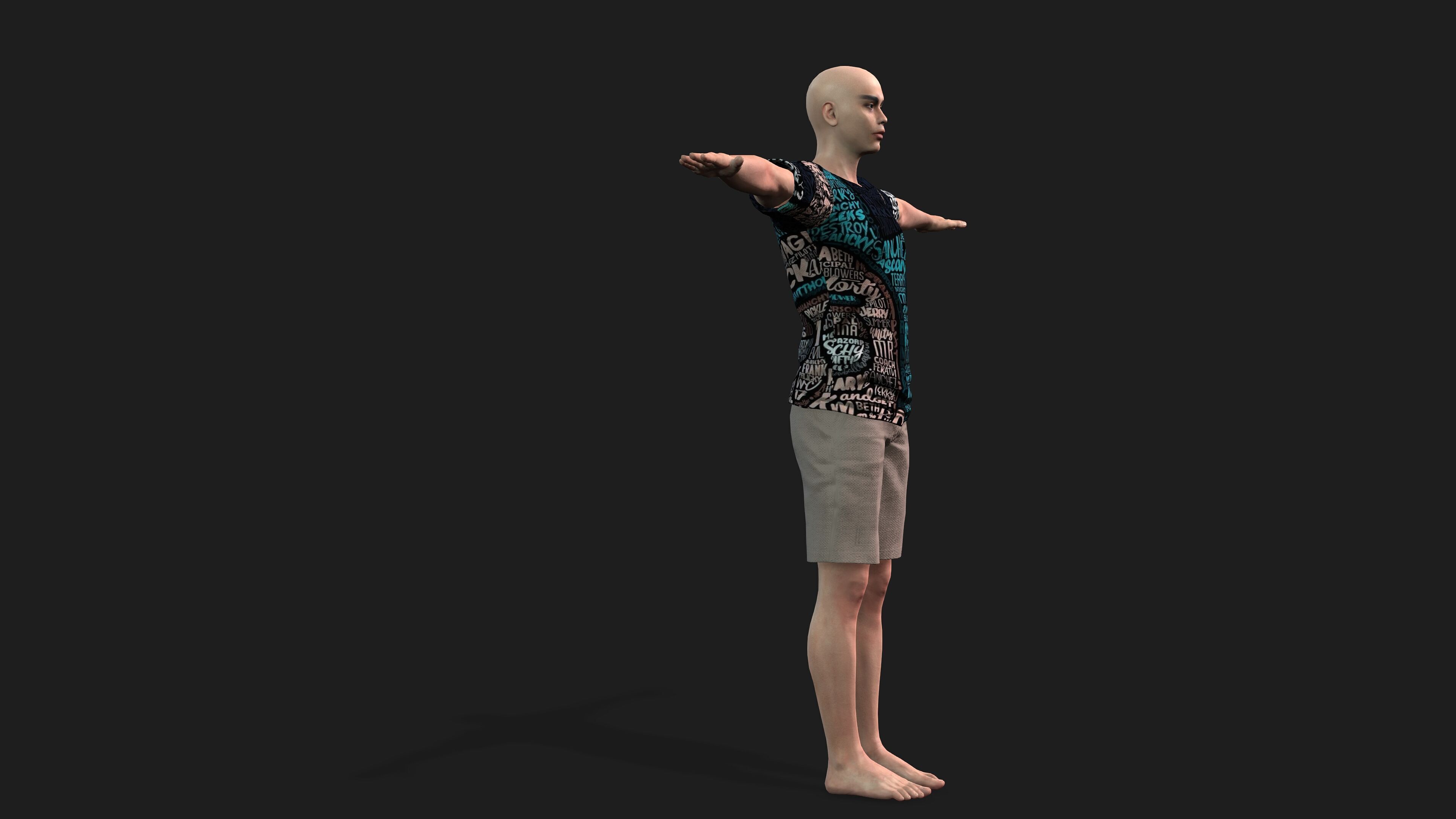 hyper realistic handsome man in shorts 3D model_7