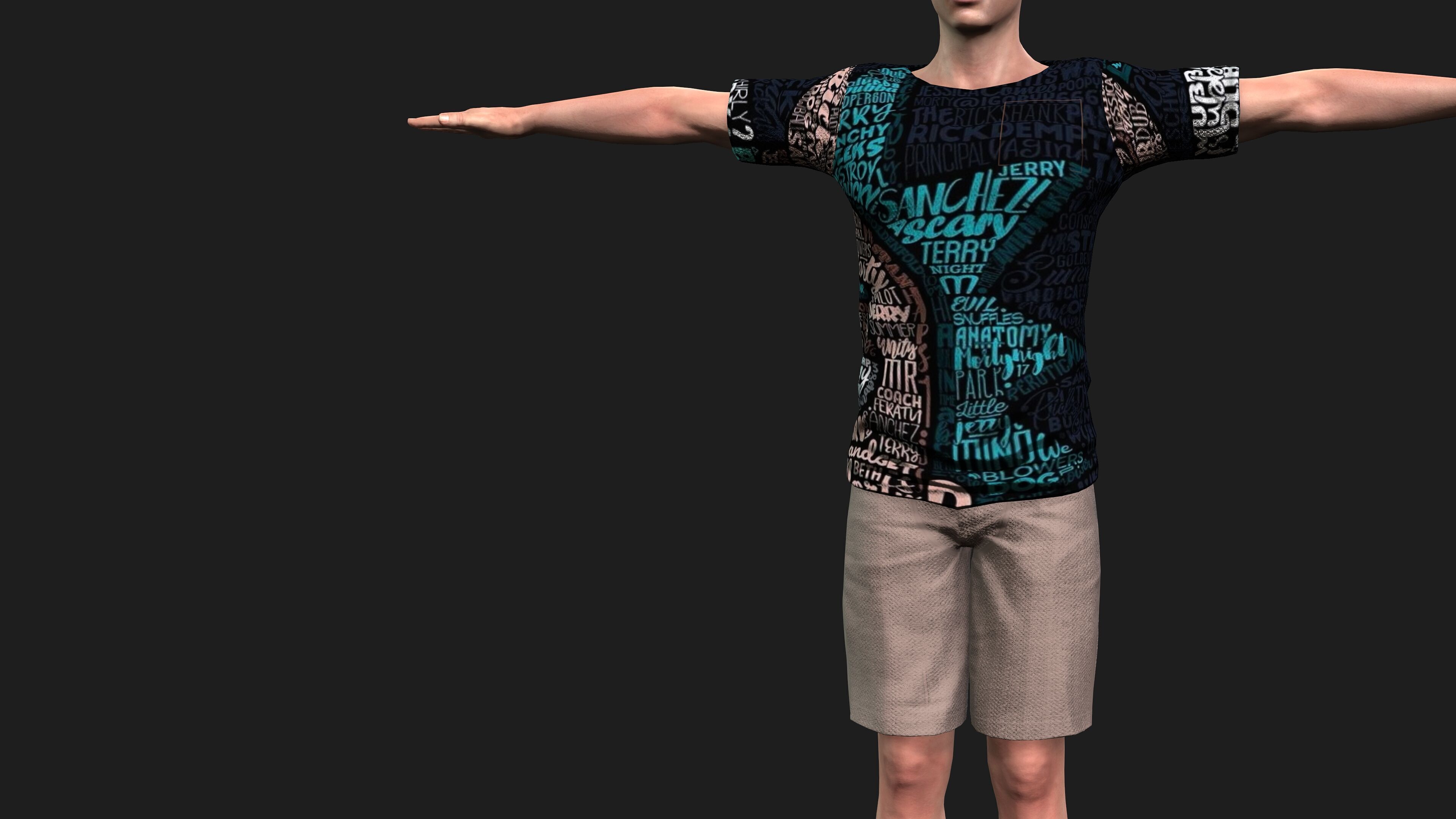 hyper realistic handsome man in shorts 3D model_3