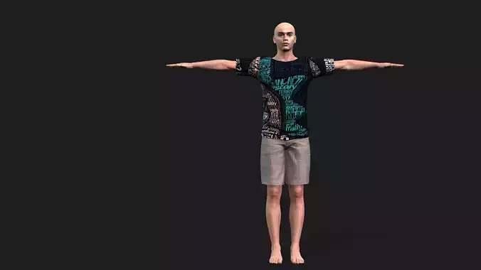 hyper realistic handsome man in shorts