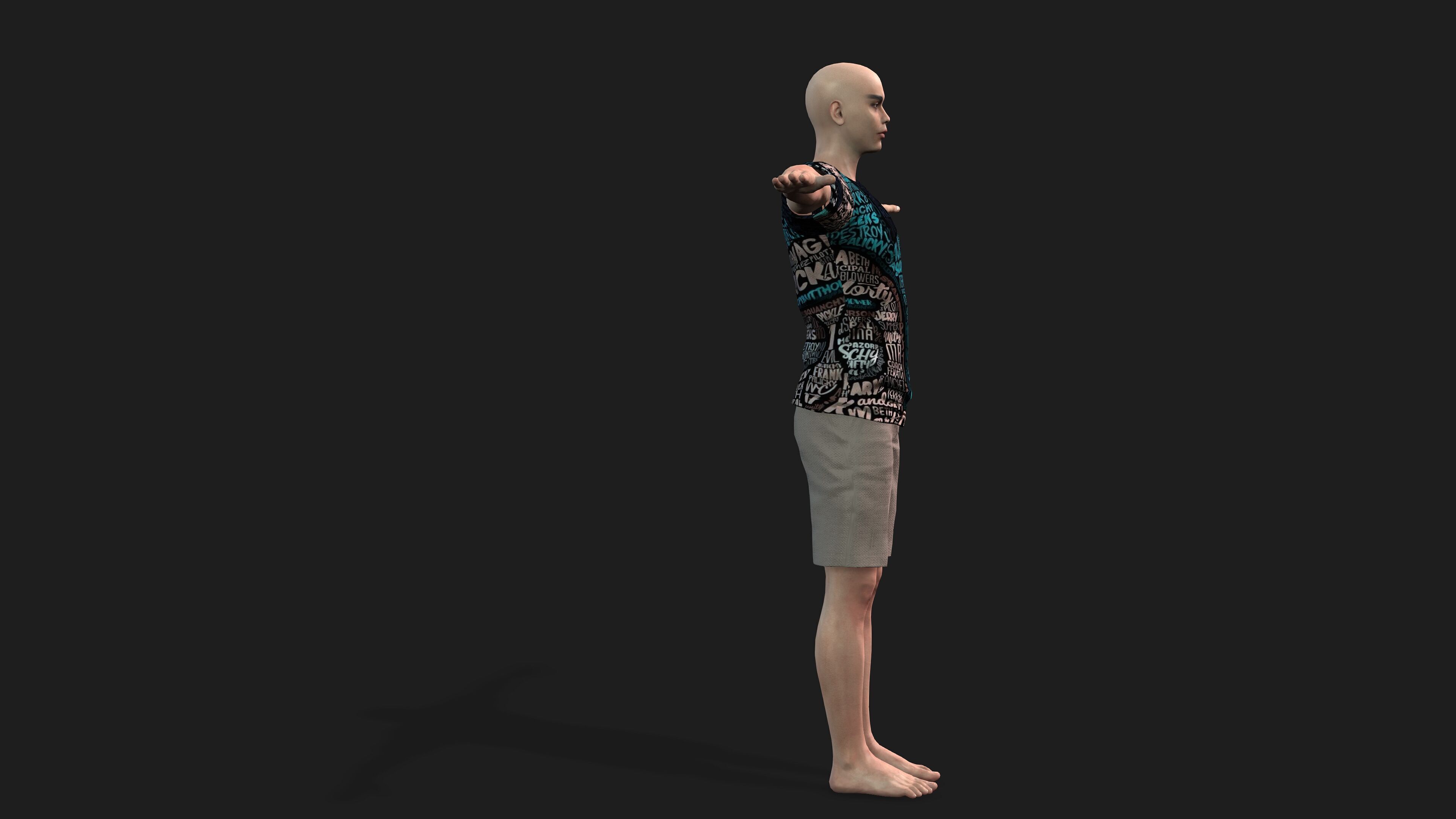 hyper realistic handsome man in shorts 3D model_11