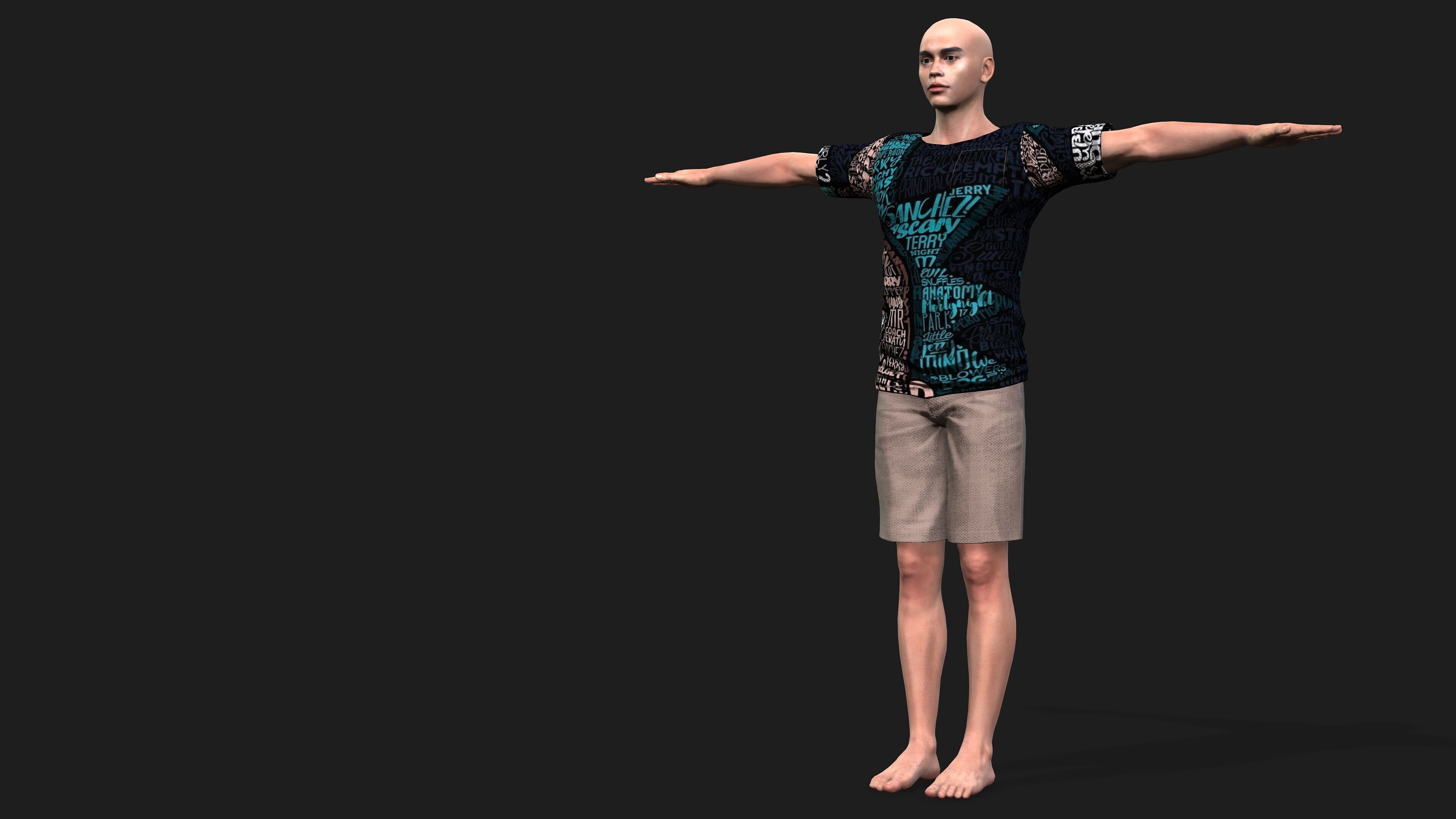 hyper realistic handsome man in shorts 3D model_4