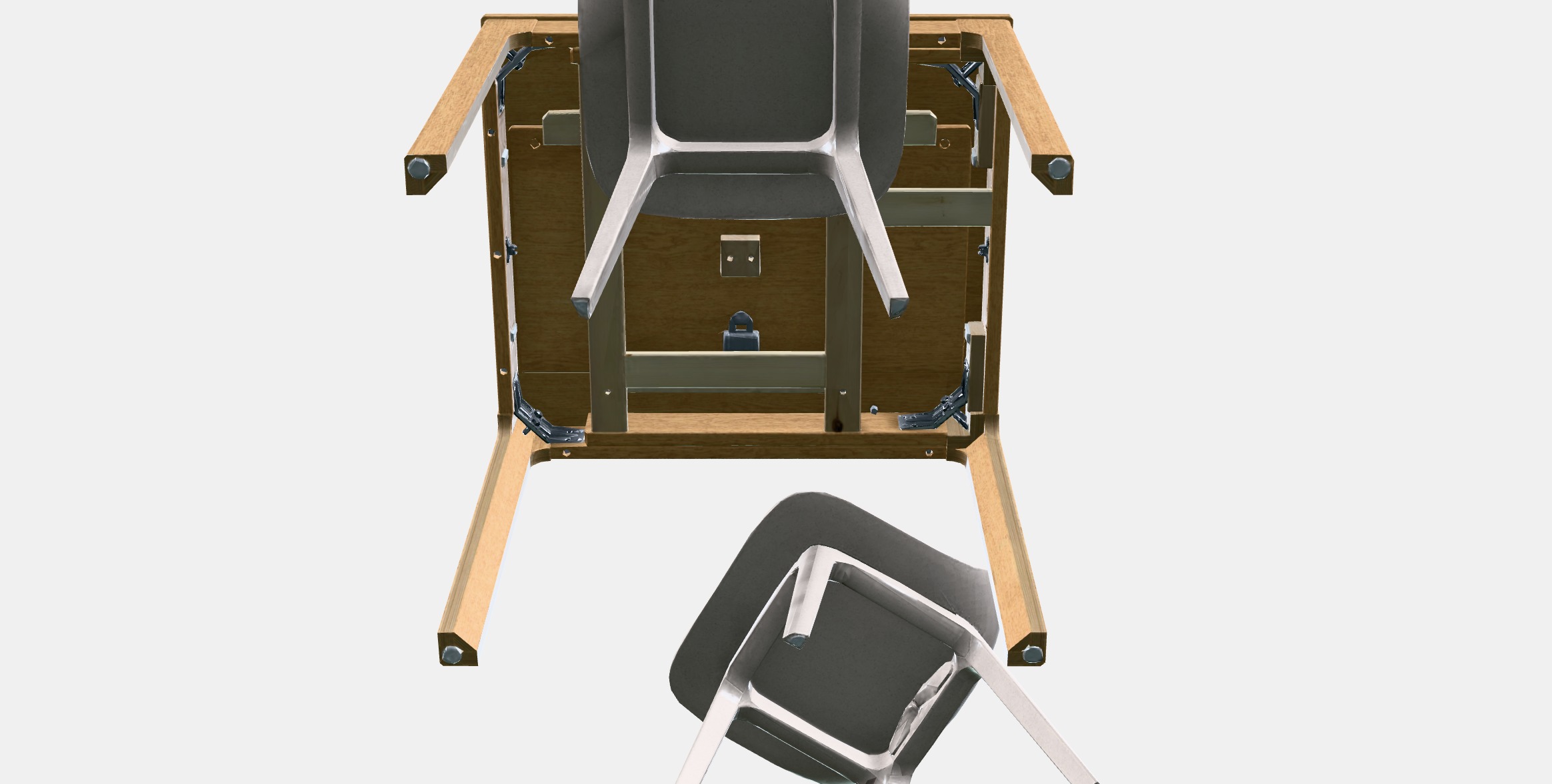 EKEDALEN - ODGER Table and 2 chairs Low-poly 3D model_8