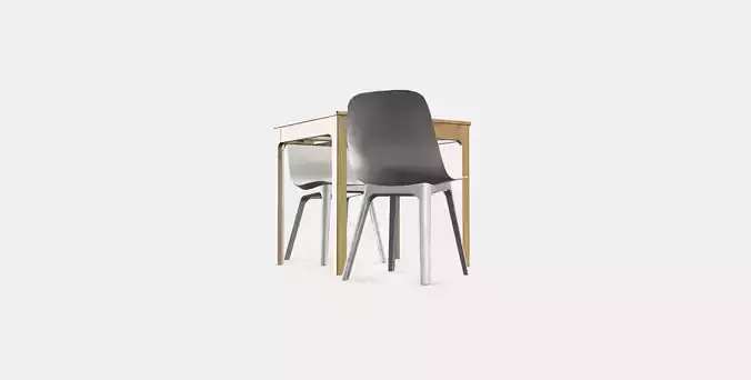 EKEDALEN - ODGER Table and 2 chairs Low-poly 3D model