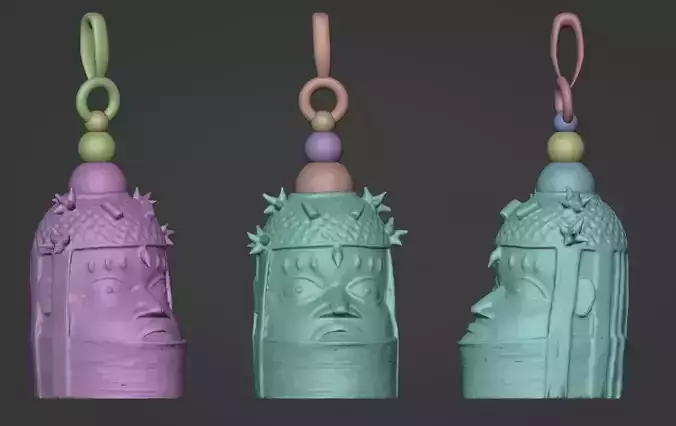Bronze cast of a head Edo Nigeria pendent 3d print model 