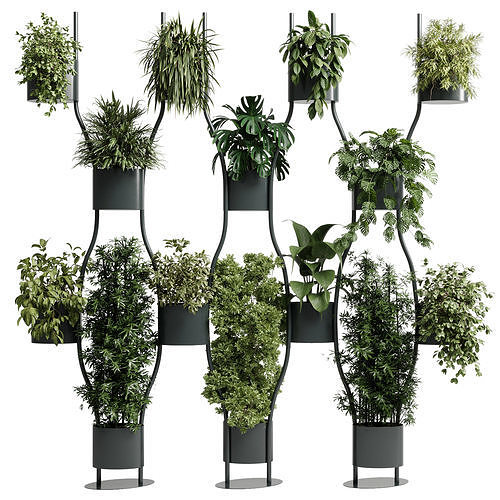 Plants set partition in metal frame 96 - Vertical graden circle  3D model