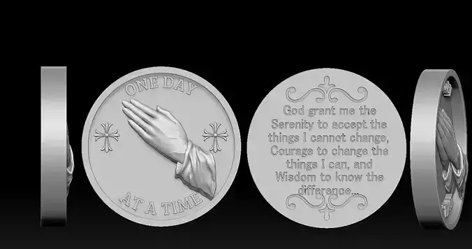Serenity Prayer Medal - Serenity Prayer Pendant - Print 3D Model 3D print model