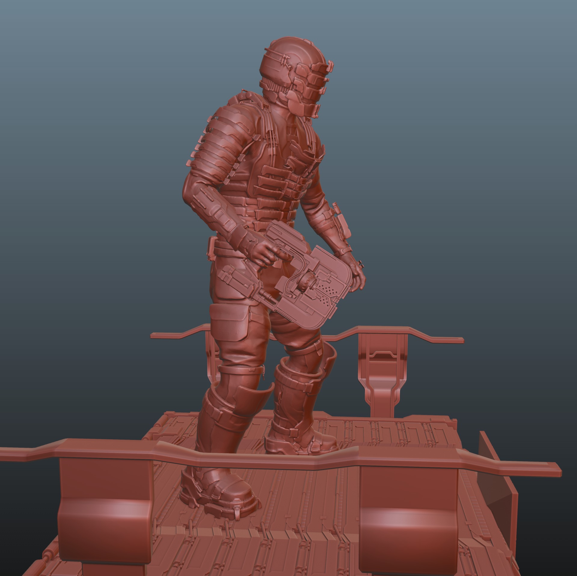 Dead Space Isaac Clarke Pose 1 Bonus Helmet and Plasma Cutter 3D print model_7