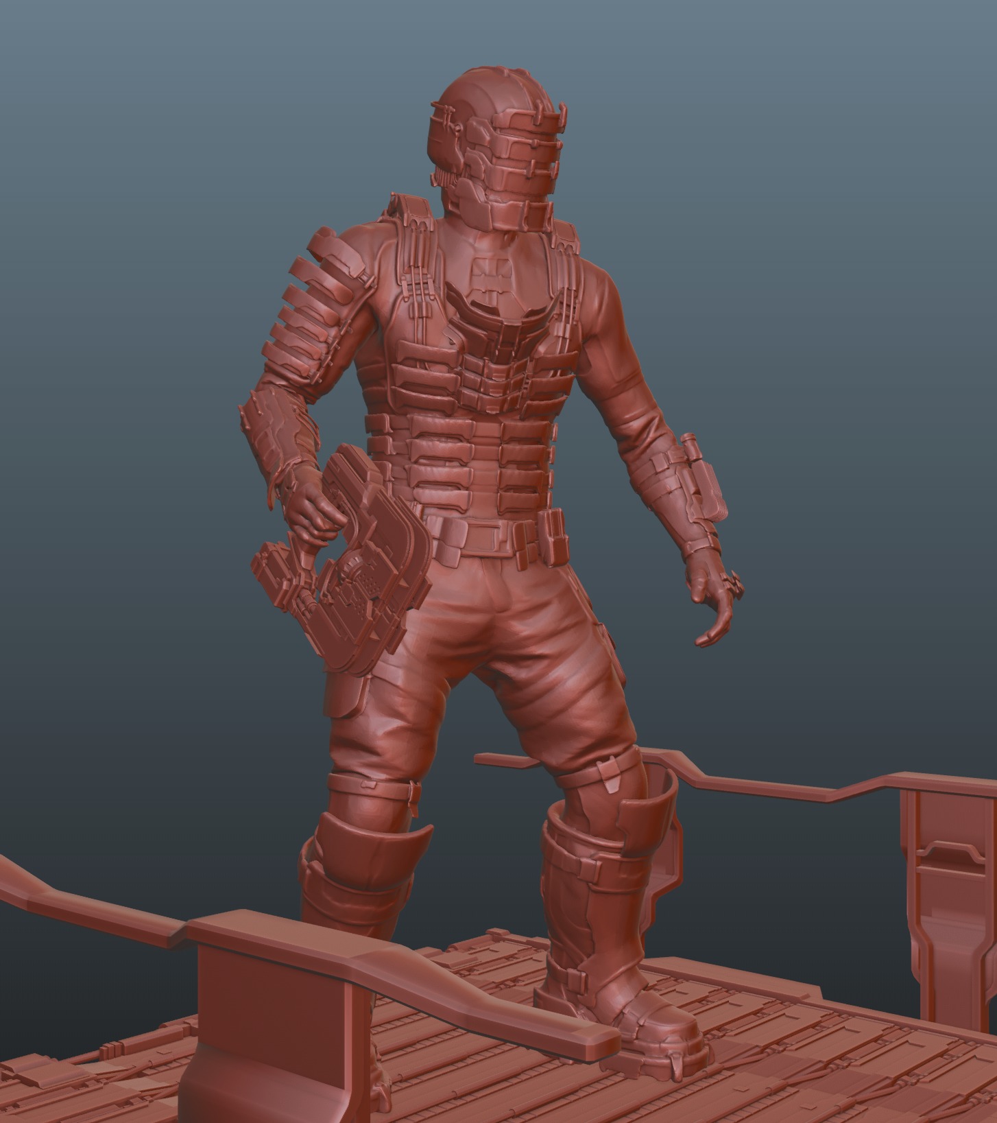 Dead Space Isaac Clarke Pose 1 Bonus Helmet and Plasma Cutter 3D print model_8