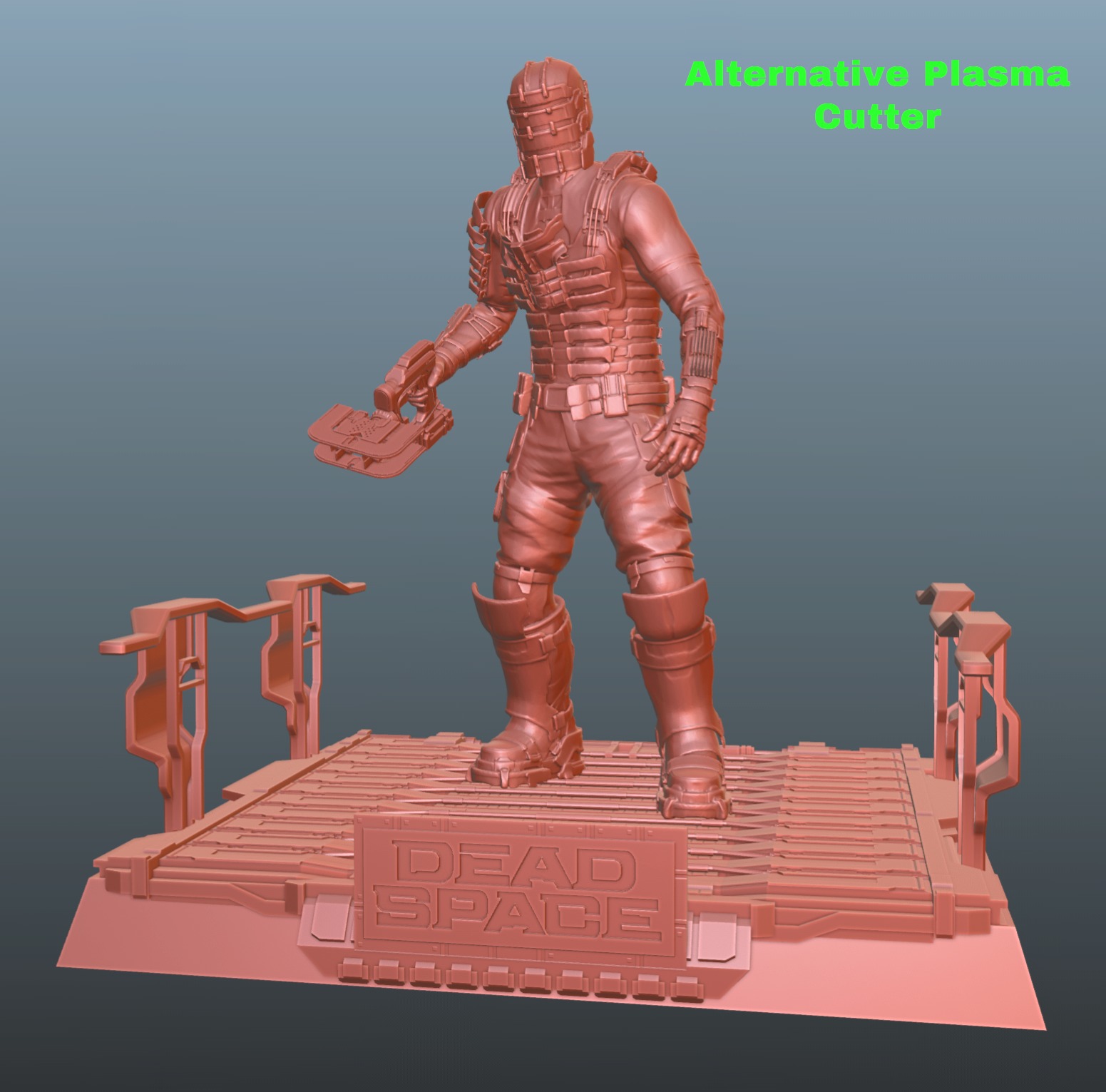 Dead Space Isaac Clarke Pose 1 Bonus Helmet and Plasma Cutter 3D print model_4