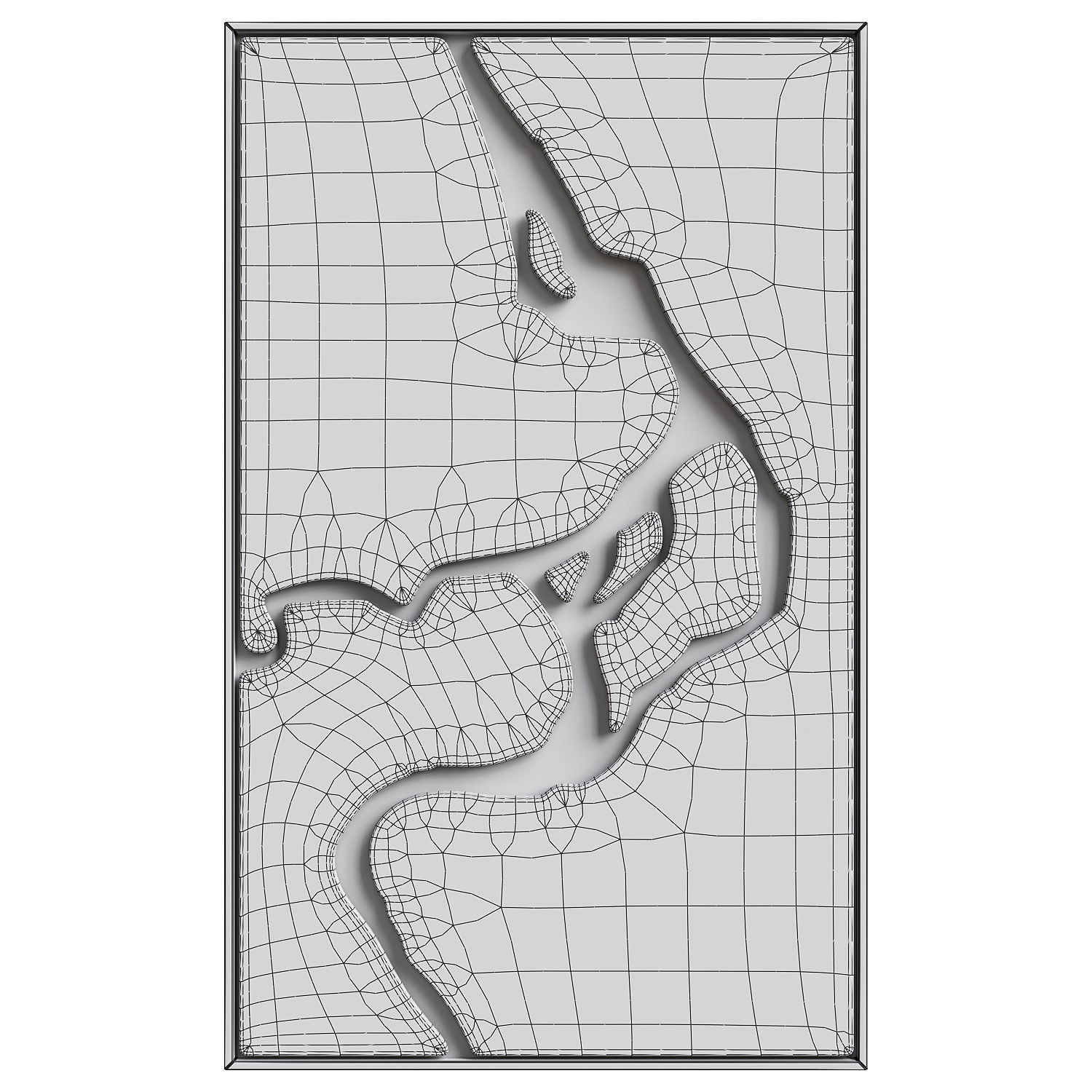 Abstract art relief panel 3D model_3