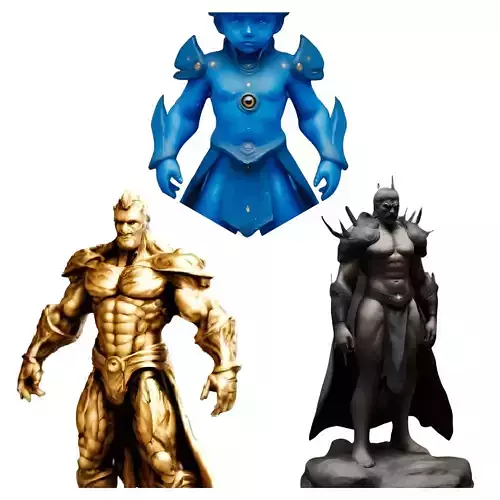 Fantasy Warriors - Dark Blue and Golden Warrior Figurines