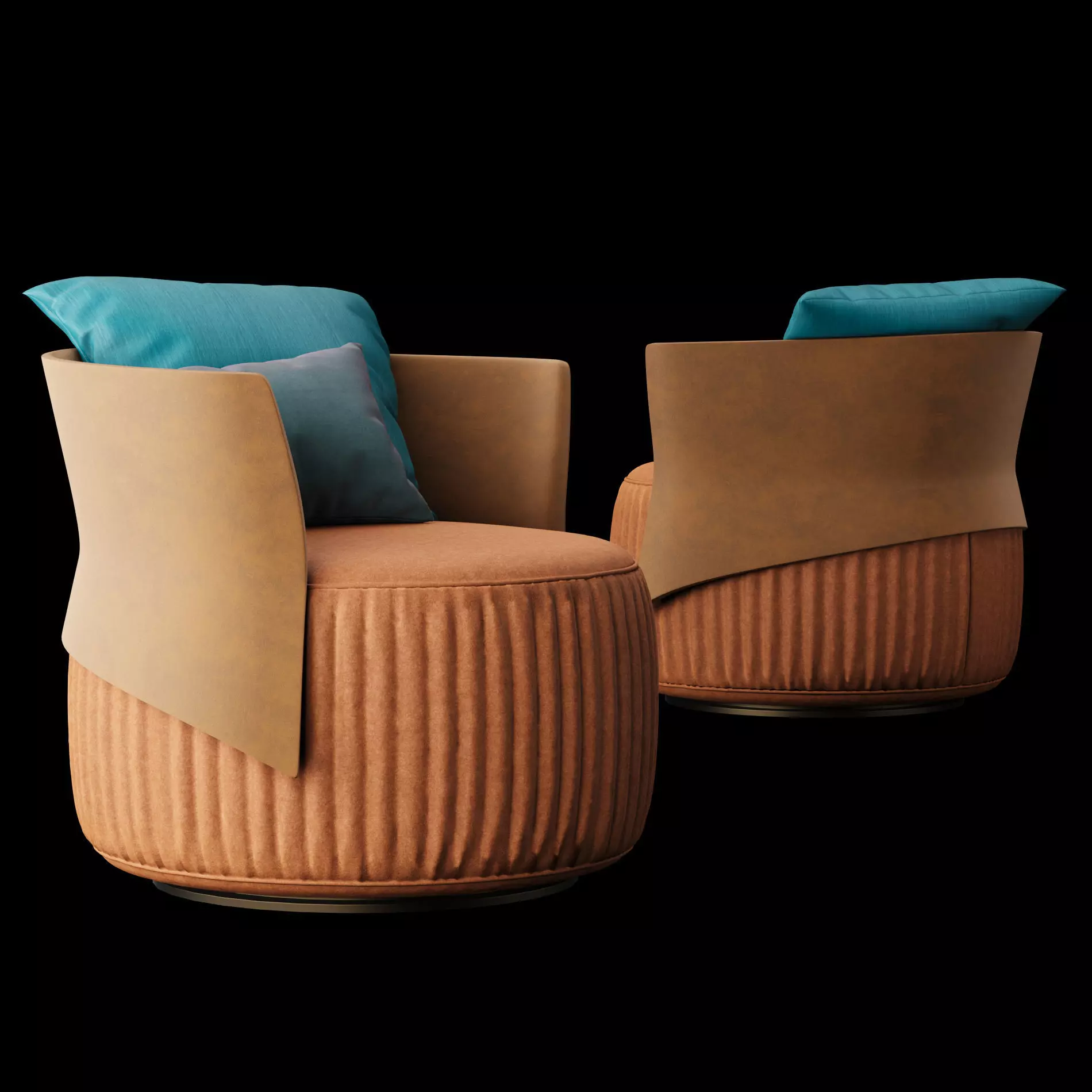 Contemporary Minimalist Velvet Armchair Accent Seat 3D model