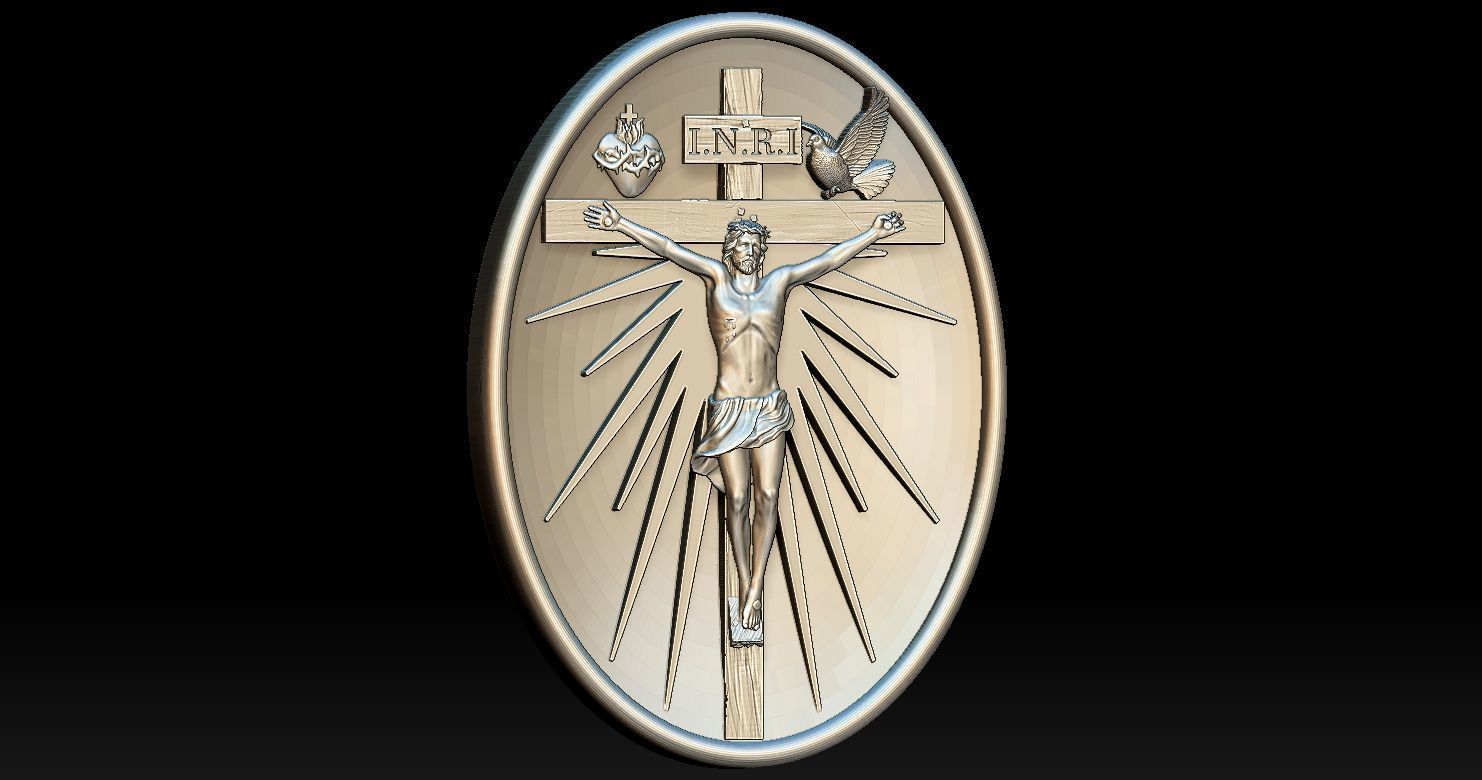 Crucifixion of Jesus Pendant - Coin  3D print model 3D print model_14