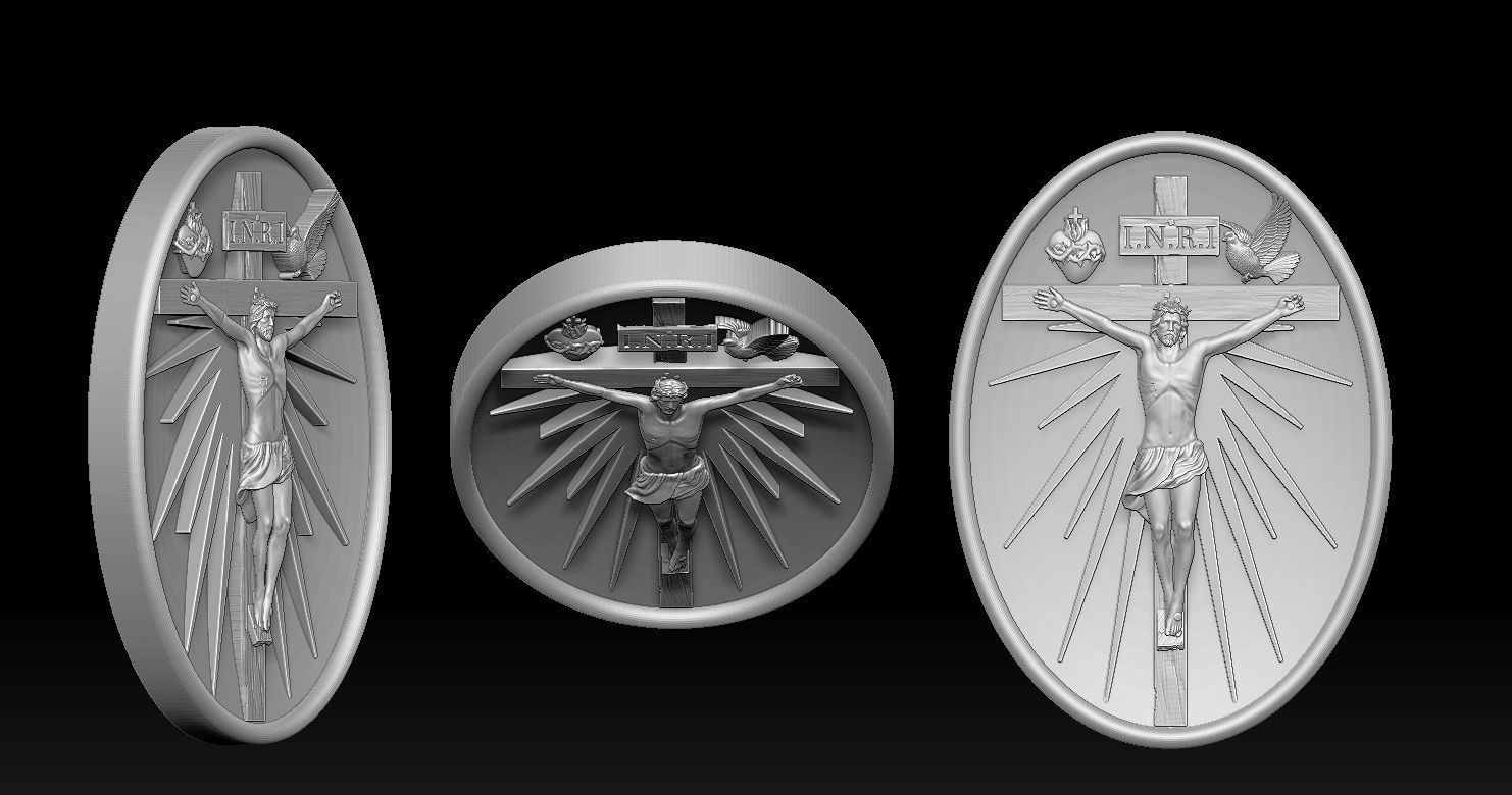 Crucifixion of Jesus Pendant - Coin  3D print model 3D print model_3