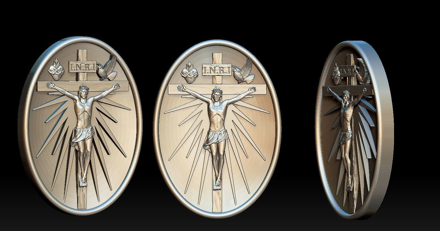 Crucifixion of Jesus Pendant - Coin  3D print model 3D print model_5
