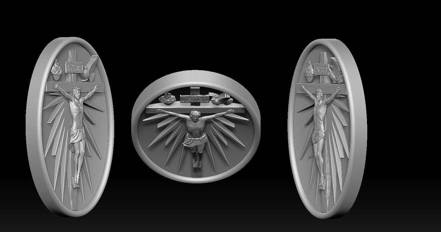 Crucifixion of Jesus Pendant - Coin  3D print model 3D print model_9