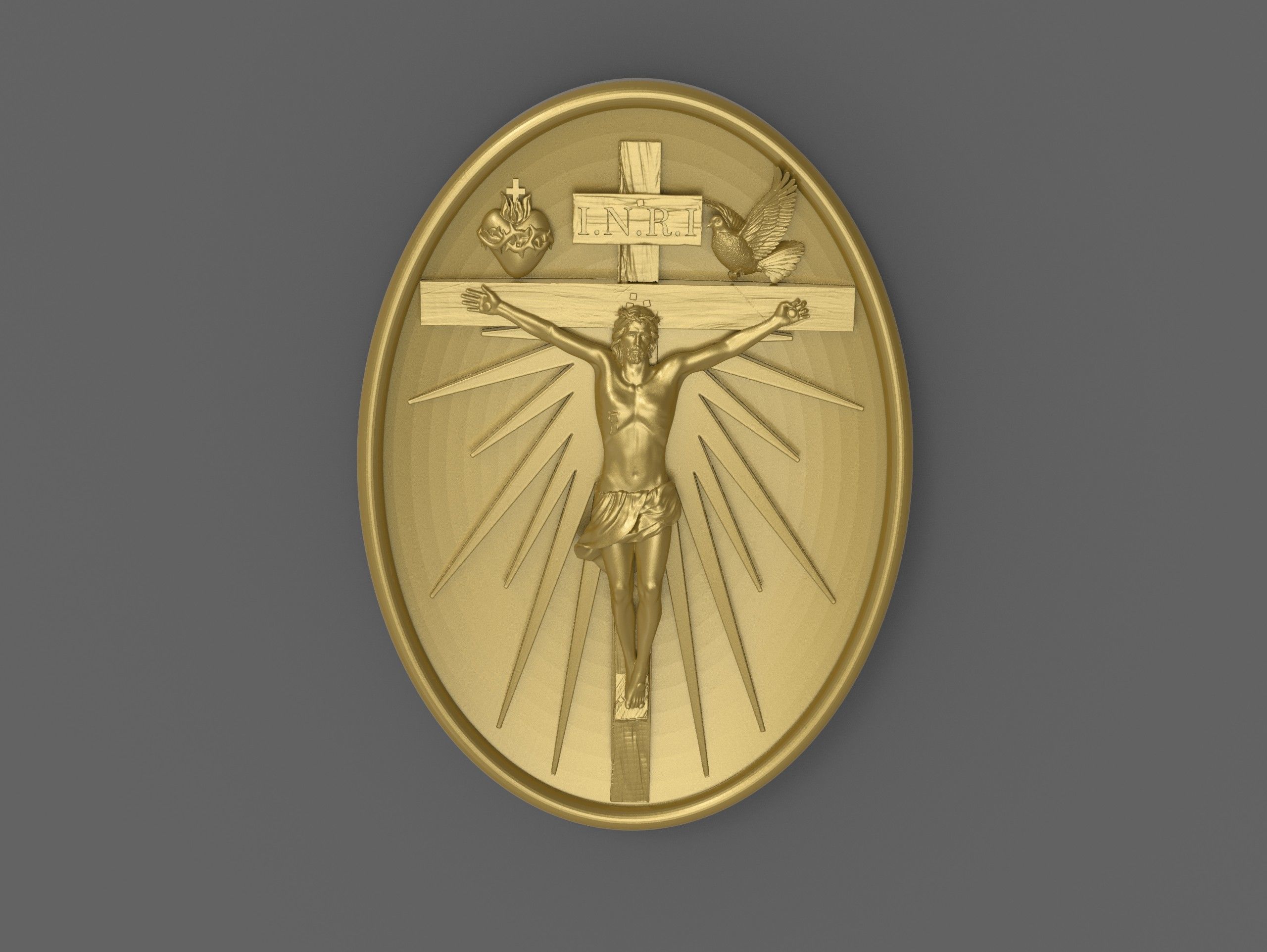 Crucifixion of Jesus Pendant - Coin  3D print model 3D print model_10