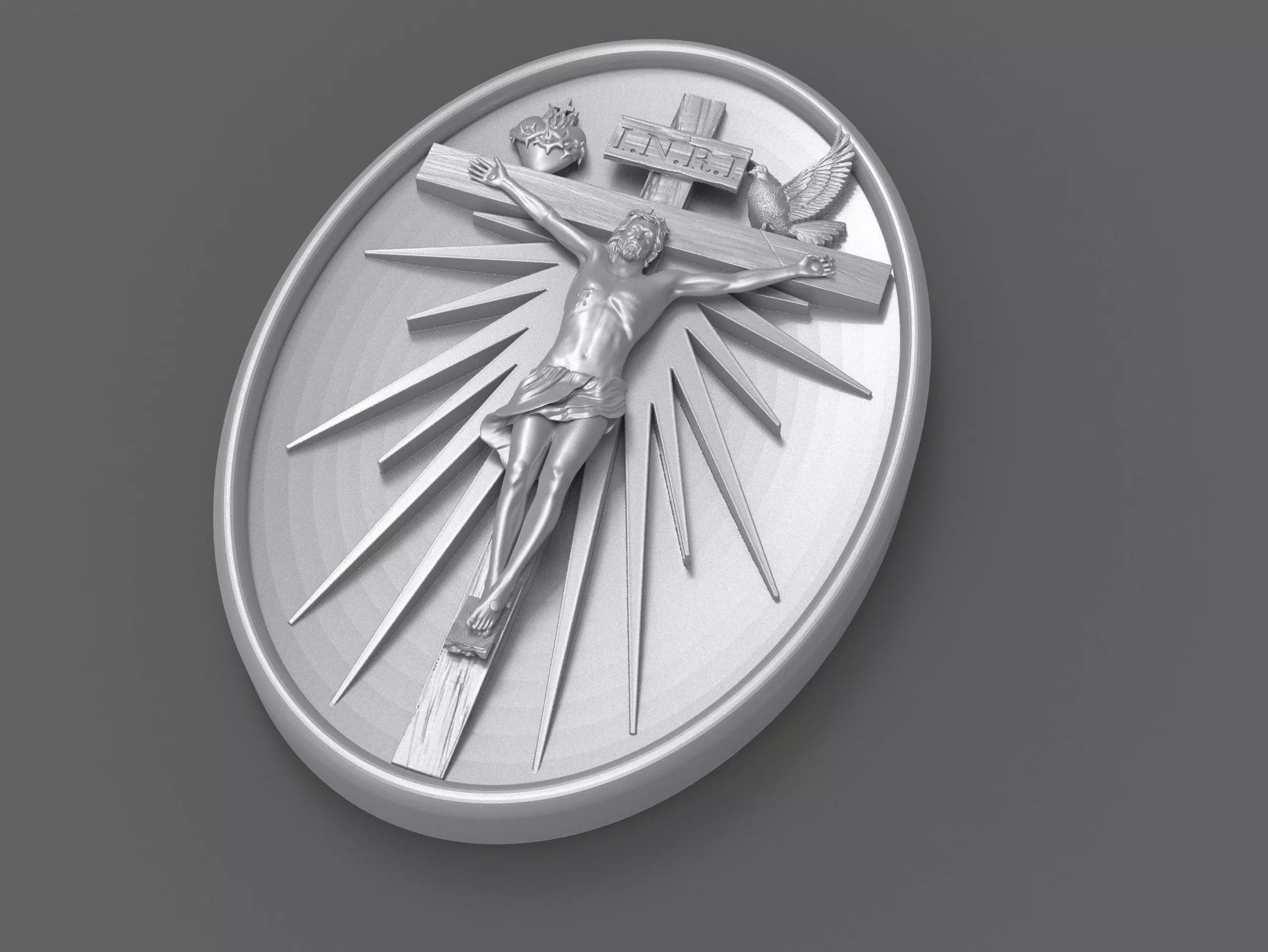 Crucifixion of Jesus Pendant - Coin  3D print model 3D print model_0