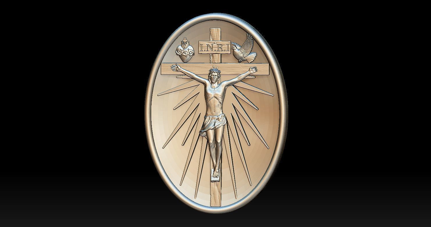 Crucifixion of Jesus Pendant - Coin  3D print model 3D print model_4