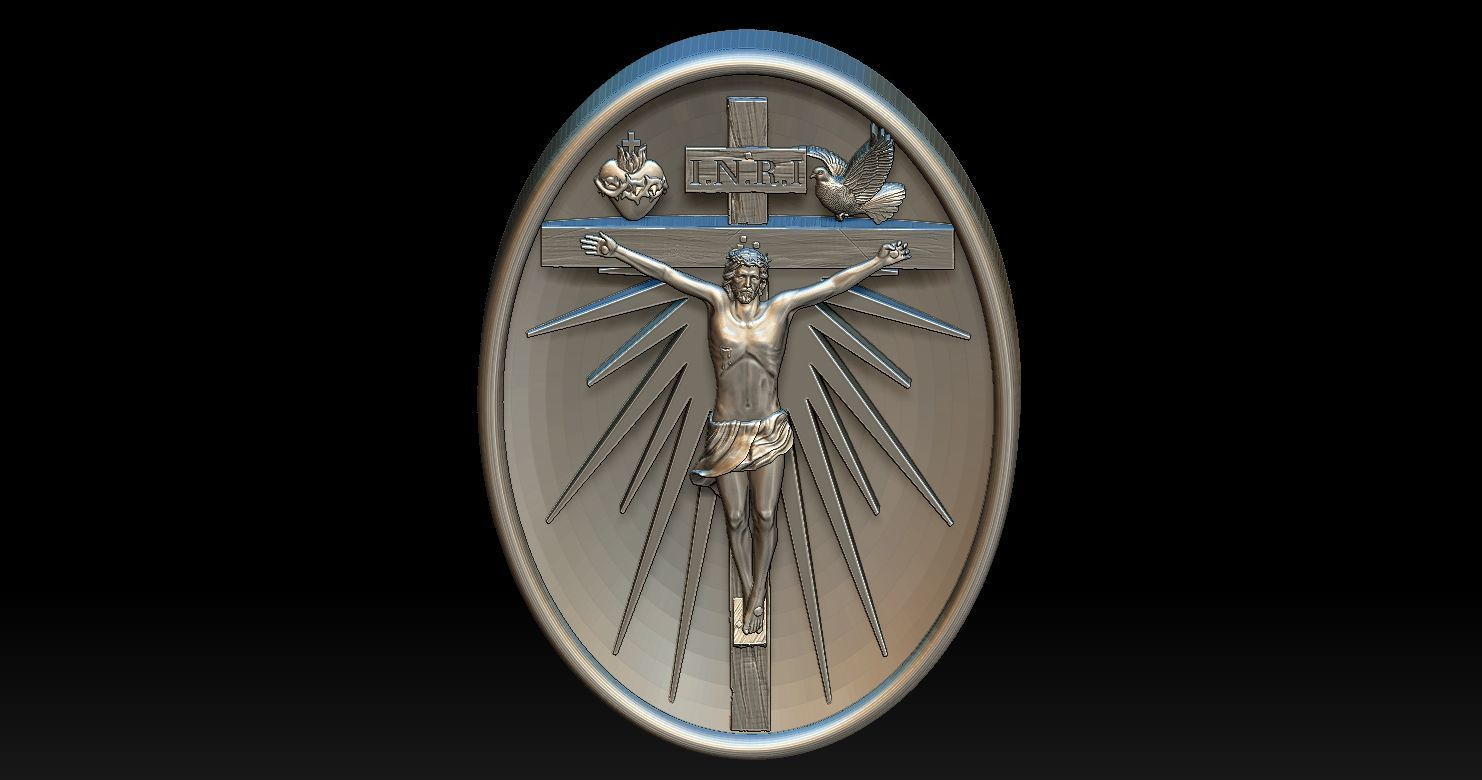 Crucifixion of Jesus Pendant - Coin  3D print model 3D print model_6