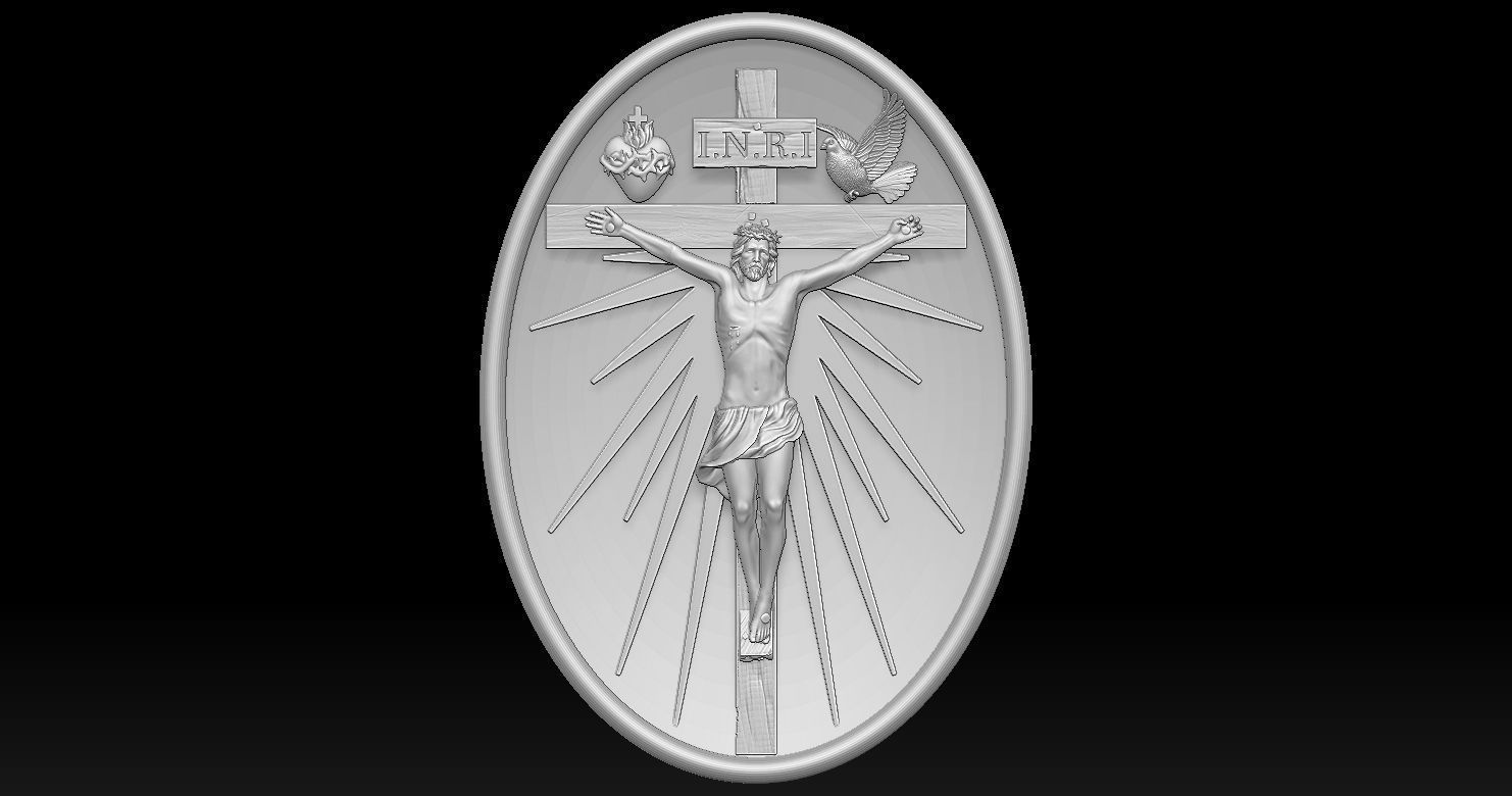 Crucifixion of Jesus Pendant - Coin  3D print model 3D print model_12