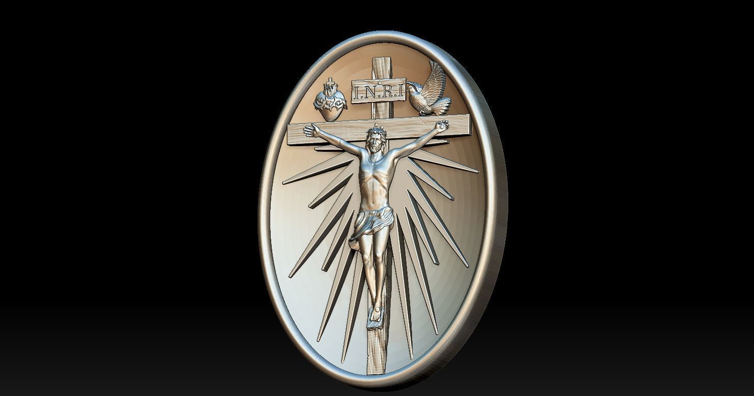 Crucifixion of Jesus Pendant - Coin  3D print model 3D print model_11