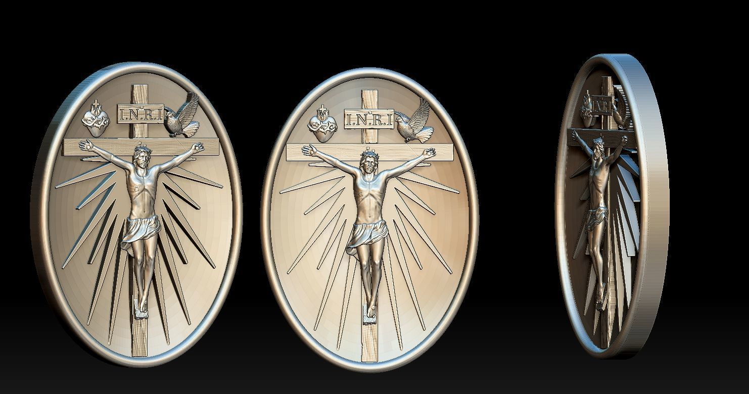 Crucifixion of Jesus Pendant - Coin  3D print model 3D print model_13