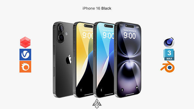 Apple iPhone 16 Black 3D model