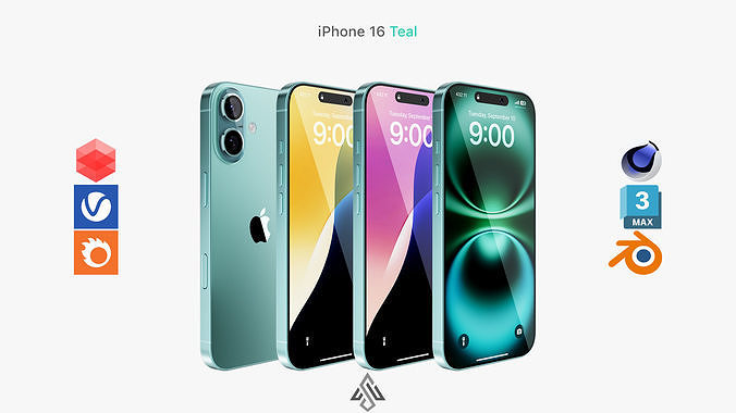 Apple iPhone 16 Teal 3D model