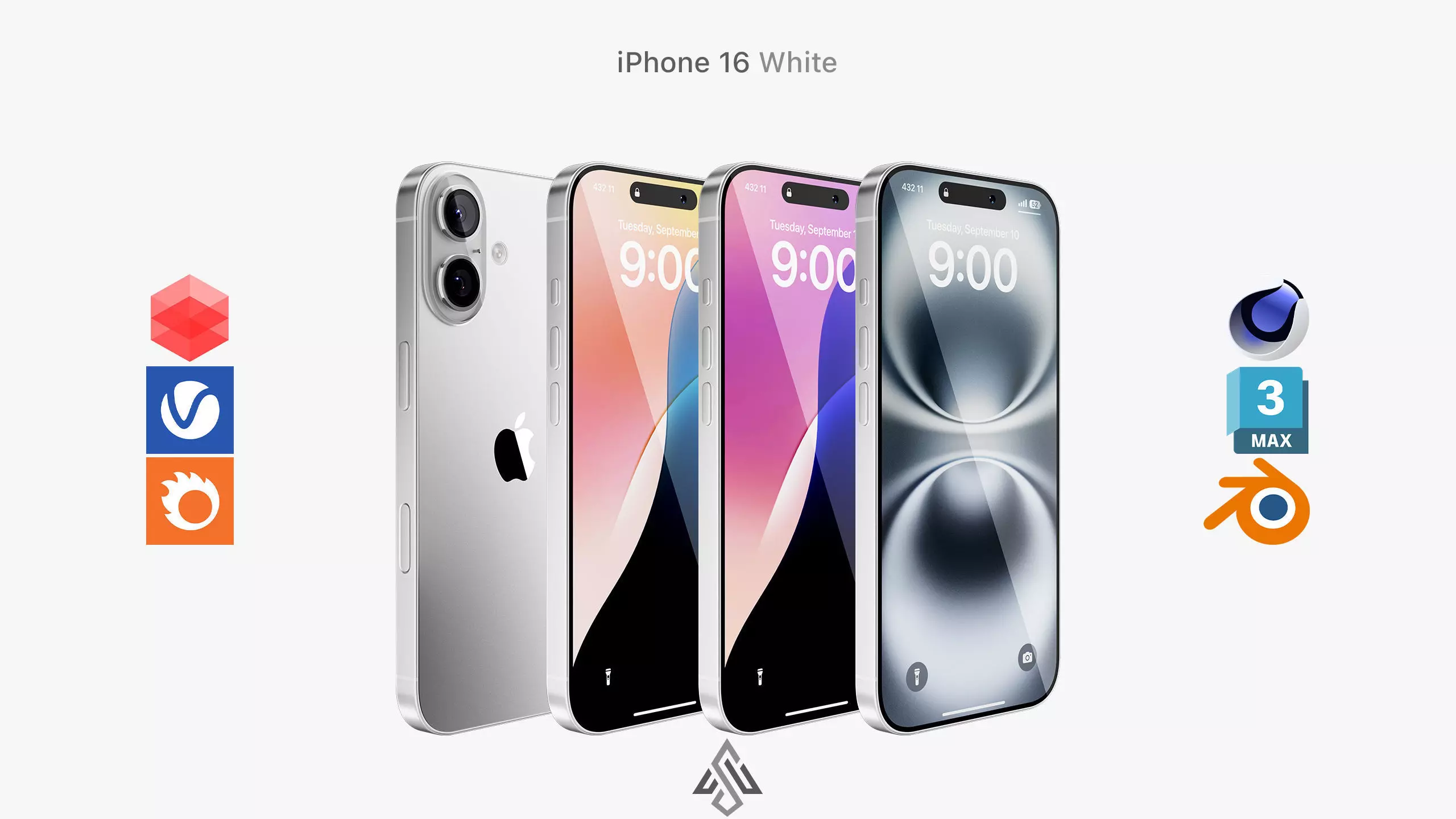 Apple iPhone 16 White 3D model_0