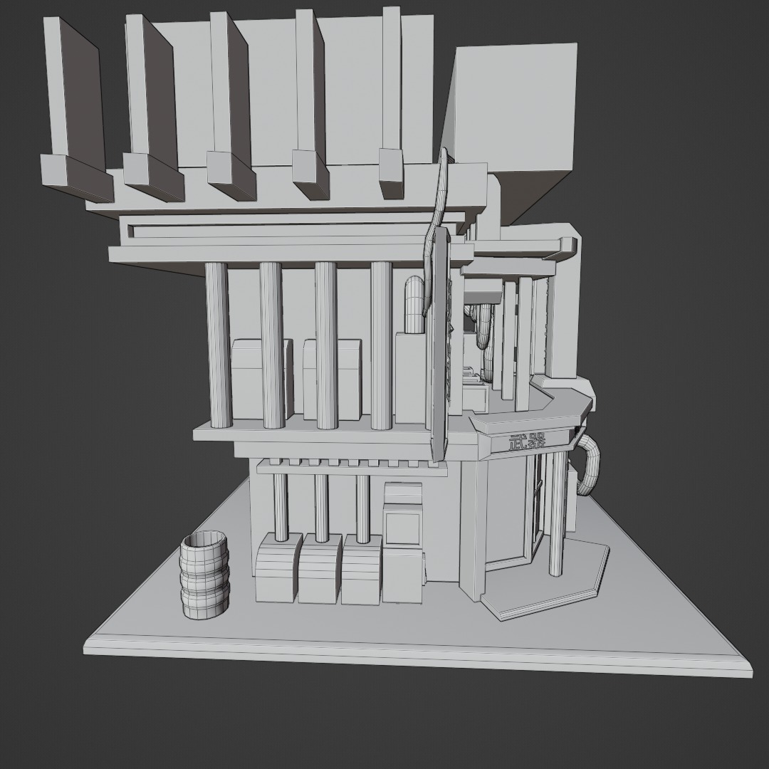  exterrior-building cyberpunk restaurant  isometric  Free low-poly 3D model_12