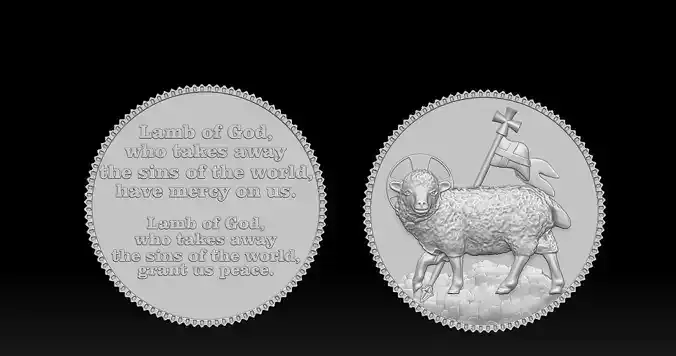 Agnus Dei Lamb of God Pendant - Coin 3D Print Model  3D print model