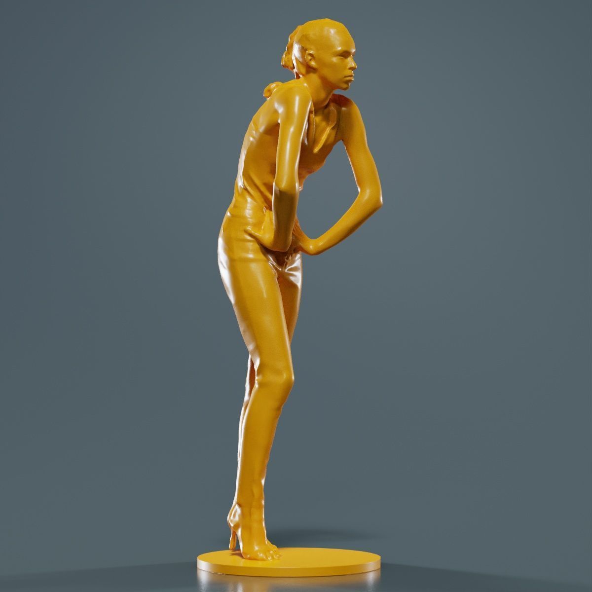 Woman Wearing Leather Pants 3D print model_10