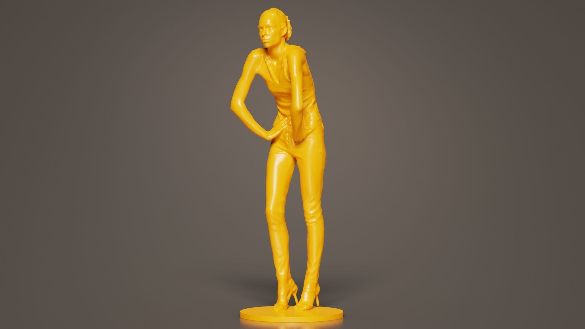Woman Wearing Leather Pants 3D print model_2