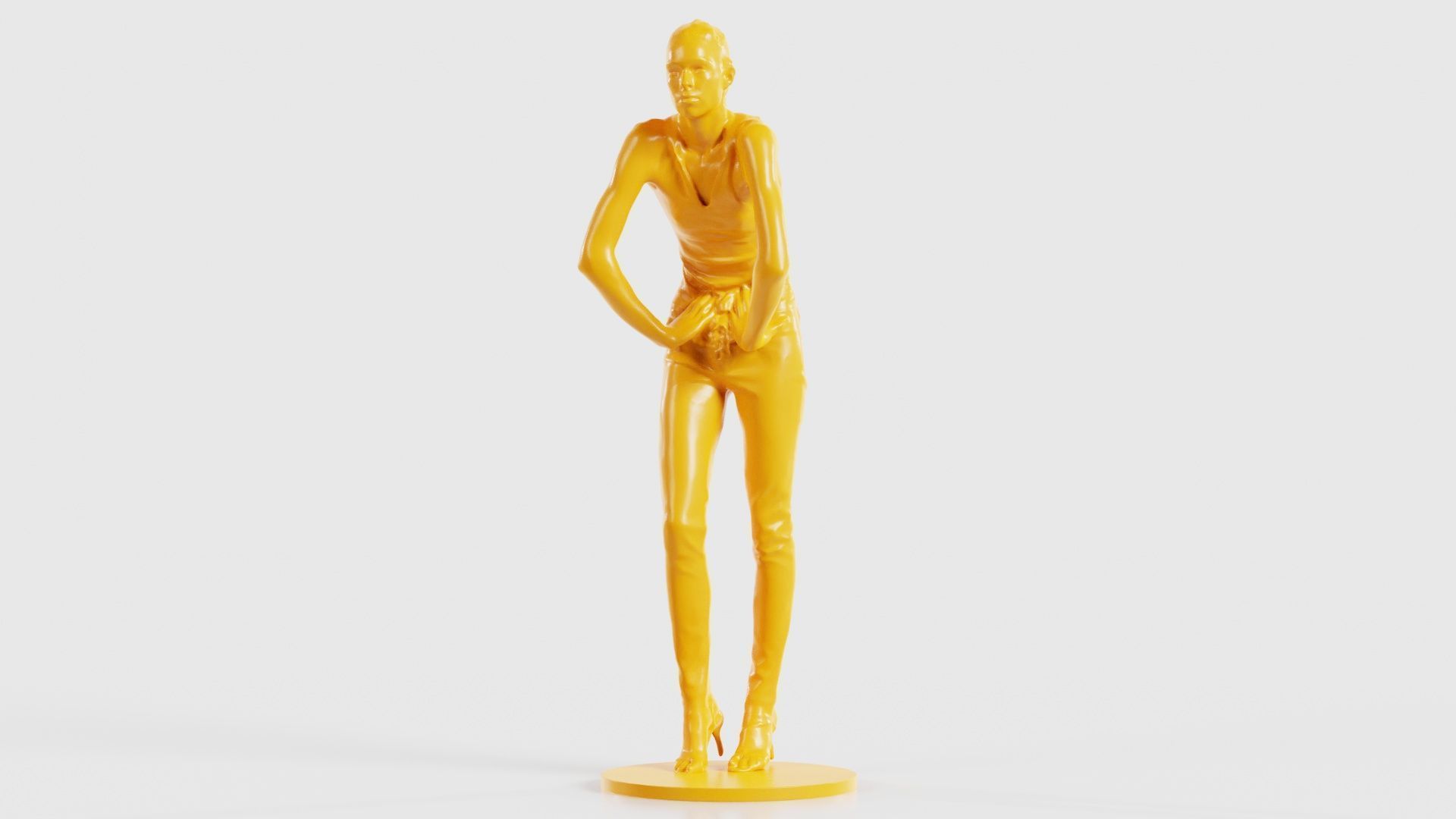 Woman Wearing Leather Pants 3D print model_28