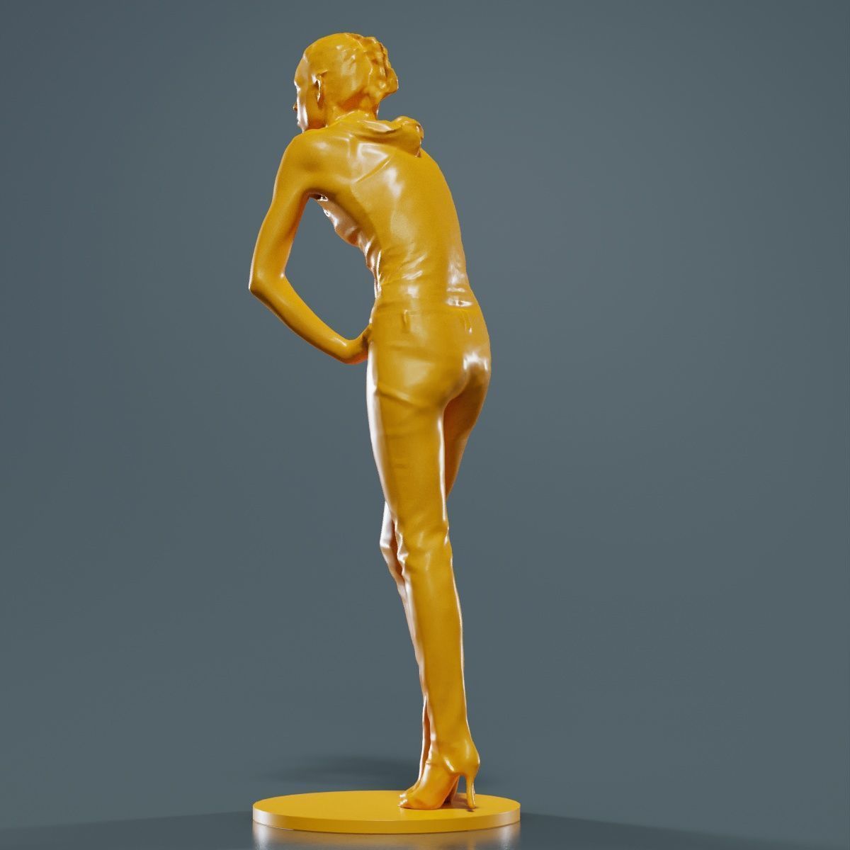 Woman Wearing Leather Pants 3D print model_14