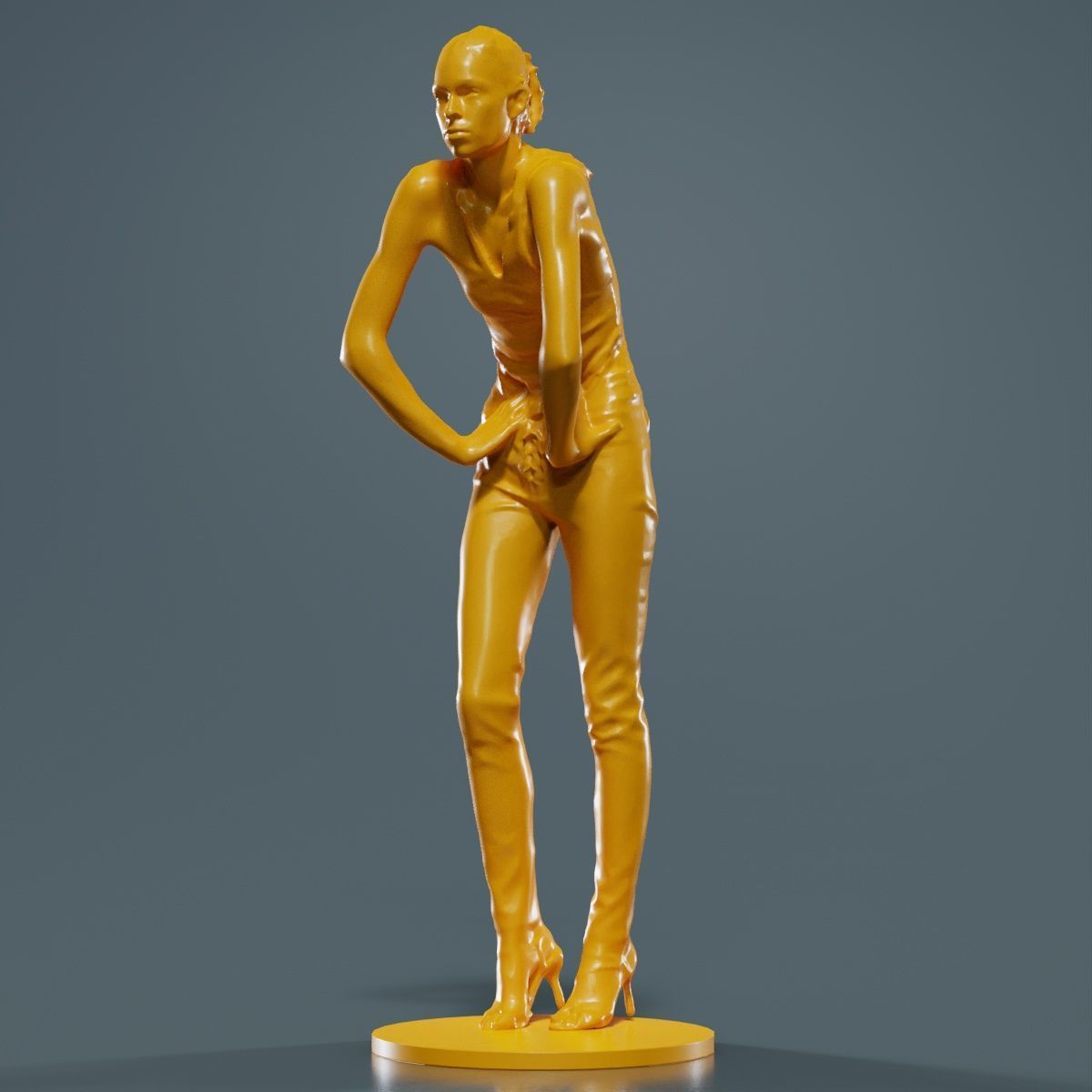 Woman Wearing Leather Pants 3D print model_16